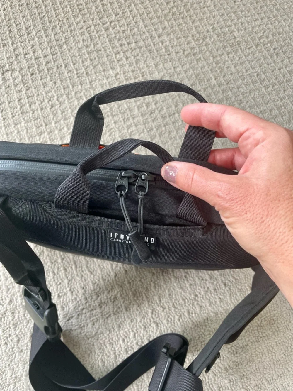 Men's Black Laptop Backpack with Orange Trim